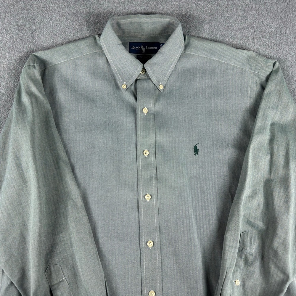 Ralph Lauren Herringbone Dress Shirt Mens 15.5 32/33 Yarmouth Green